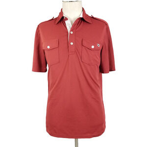 Arnold Palmer Arnie Polo Shirt Mens‎ Medium Red Epaulet Pocket Golf Retro